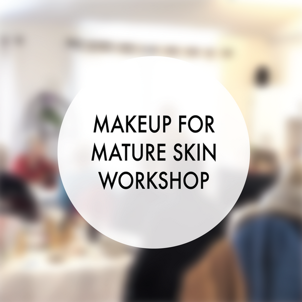 Logo with text for makeup for mature skin sanctuary workshop